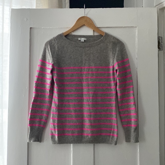 Garnet Hill Sweaters - Garnet Hill Modern 100% Cashmere Boatneck Sweater Gray Pink Sz Small Petite